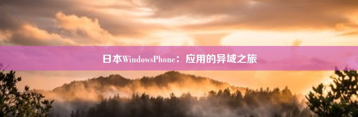 日本WindowsPhone：应用的异域之旅